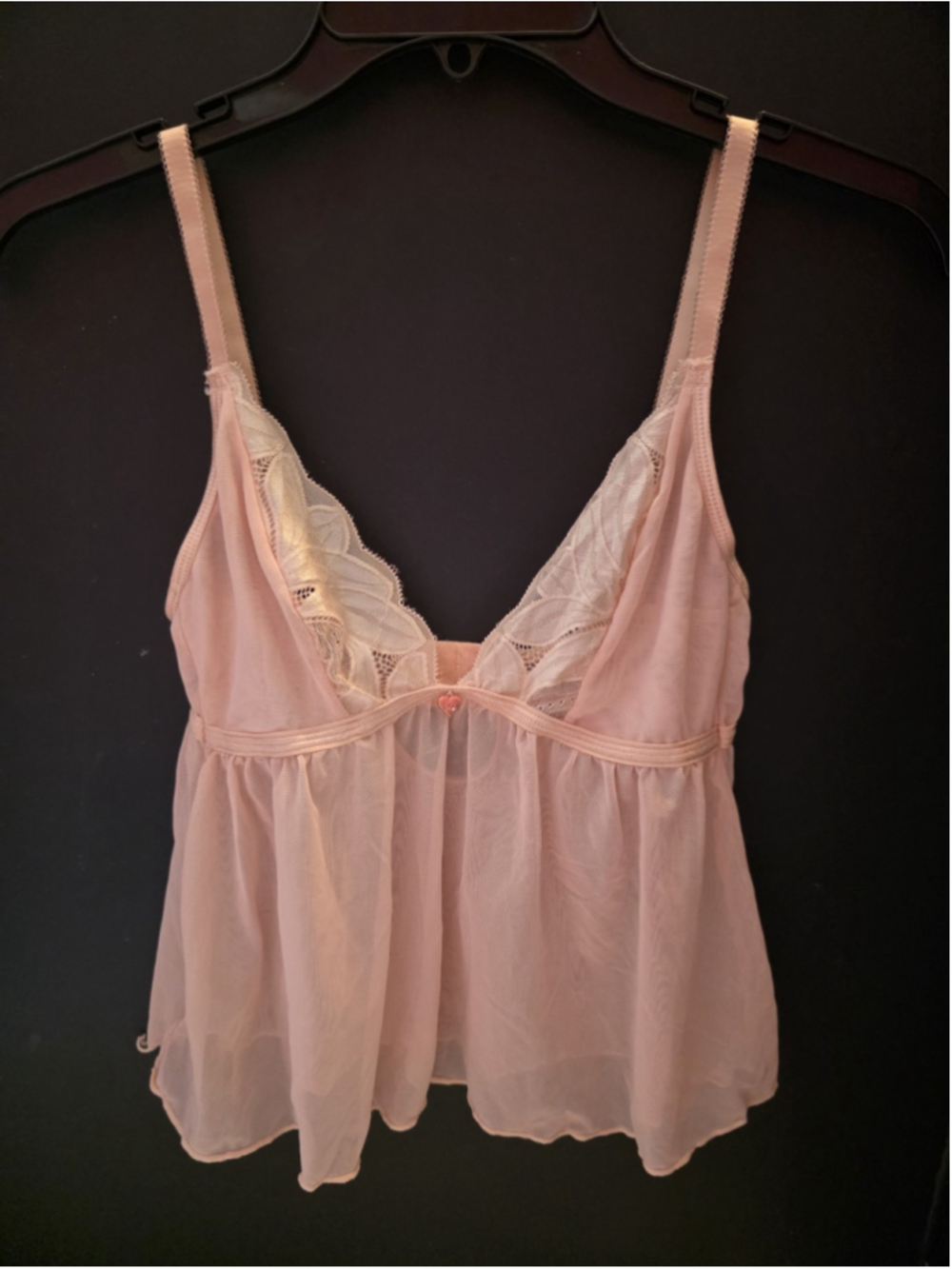 Vintage Coquette Y2K Pink Lace Babydoll Lingerie Top